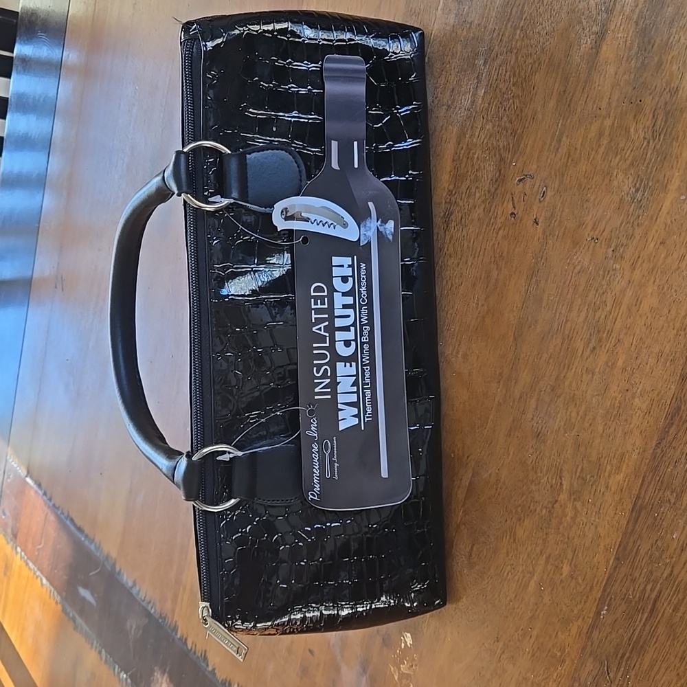 Insulated wine bag clutch black